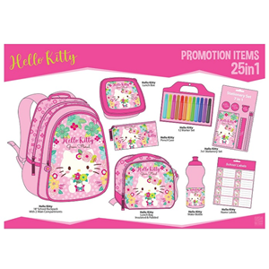 ست 25 در 1 کوله پشتی 46 سانتی هلوکیتی Hello Kitty مدل Promotion Items 25 in 1 - Hello Kitty